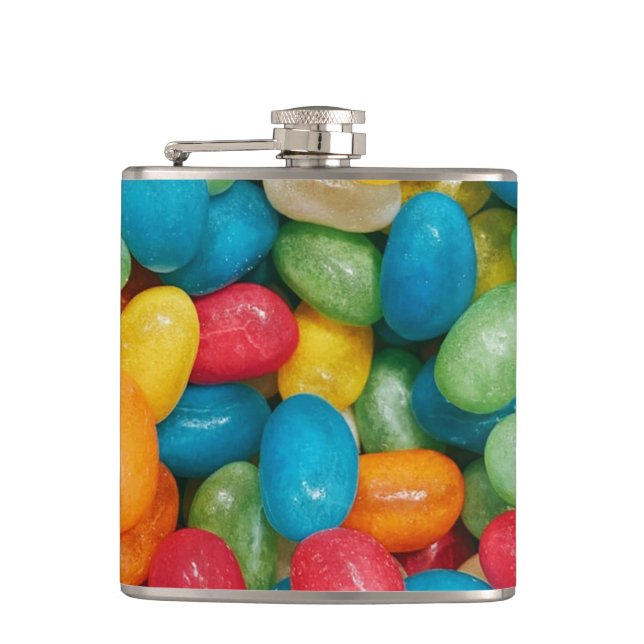 Jelly Bean Candies Colorful Flachmann (Vorderseite)