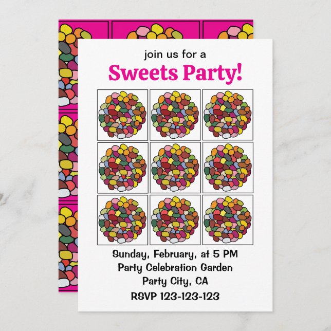 Jelly Bean Colorful Jelly Bean Einladung (Vorne/Hinten)