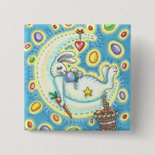 JELLY BEAN DREAMS EASTER BUNNY RABBIT BUTTON Squ