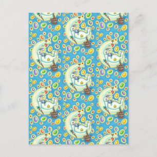 JELLY BEAN DREAMS, SLEEPY EASTER BUNNY ON MOON FEIERTAGSPOSTKARTE