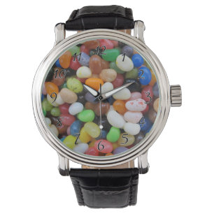 Jelly Bean schwarz blau grüne Candy Texture Templ Armbanduhr