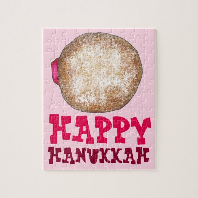 Jelly Donut Doughnut Happy Hanukkah Jewish Holiday Puzzle (Vertikal)