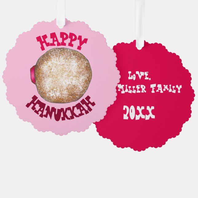 Jelly Donut Ugly Christmas Hanukkah Party Sweater Ornament Karte (Vorderseite/Rückseite)