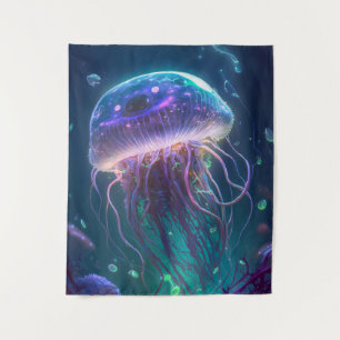 Jelly Fish Animal Portrait Painting Wildlife Ocean Wandteppich