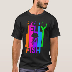Jelly Fish Animal Rainbow Buble with Silhouette T-Shirt