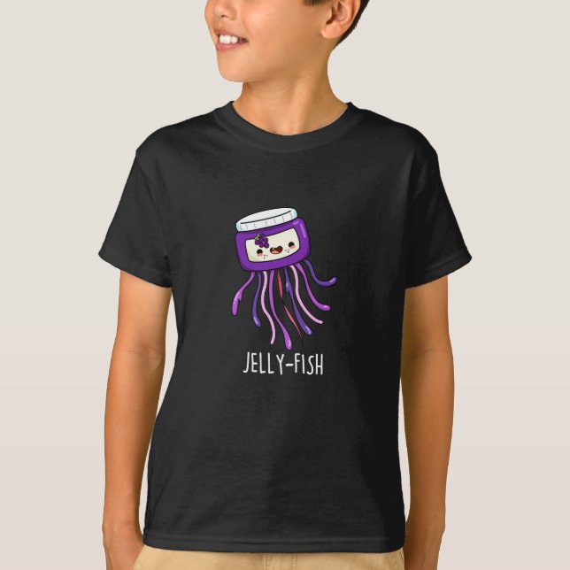 Jelly-fish Funny Jelly Jar Pun Dark BG T-Shirt (Vorderseite)