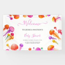 Jelly Fish Pink Yellow Gradient Pastel Baby Dusche