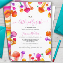 Jelly Fish Pink Yellow Gradient Pastel Baby Dusche