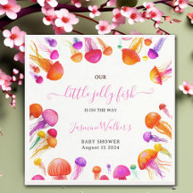 Jelly Fish Pink Yellow Gradient Pastel Baby Dusche
