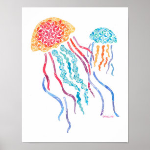 Jelly Fish Print Poster
