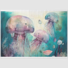 Jelly Fish Wasserfarbe Decoupage Tissue Paper