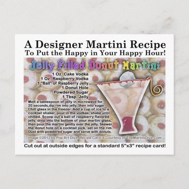 Jelly Fvoll Donut Martini Rezept Postkarte (Vorderseite)