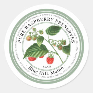 Jelly Label mit Vintager Himbeeren-Illustration Runder Aufkleber