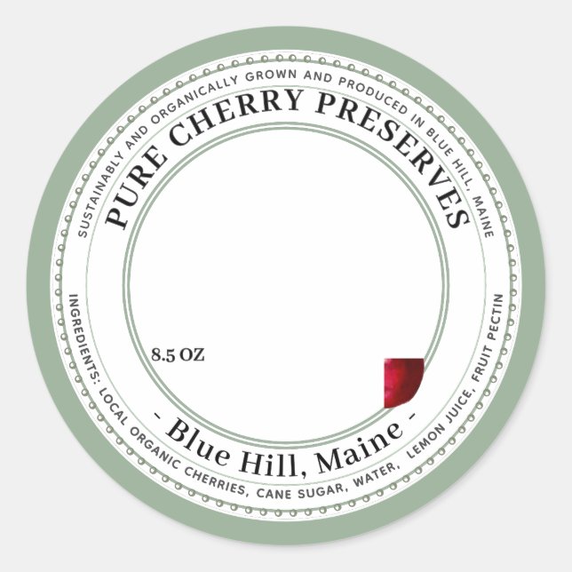 Jelly Label mit Vintager Kirsche-Illustration Runder Aufkleber (Vorderseite)