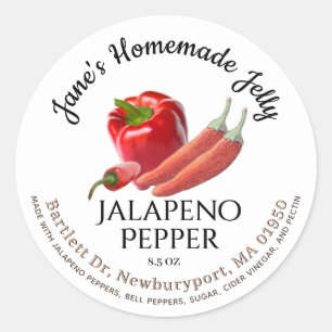 Jelly Label Vintag Jalapeño und Red Bell Pepper Runder Aufkleber
