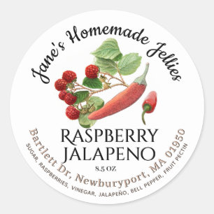 Jelly Label Vintage hausgemachte Himbeere Jalapeño Runder Aufkleber