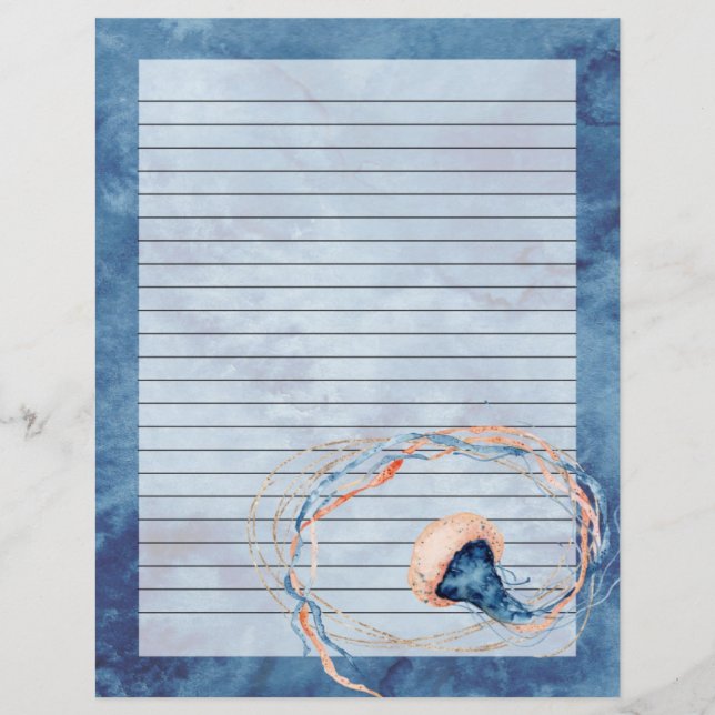 Jellyfish Aquarellschrift Schreibpapier (Vorderseite)