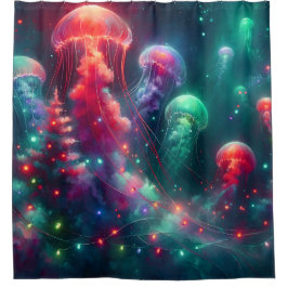 "Jellyfish Christmas Tree Wonderland" Duschvorhang