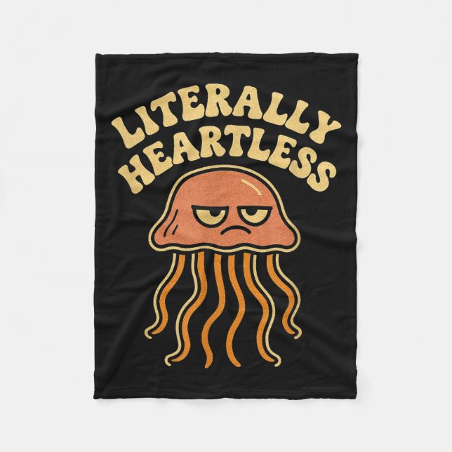 Jellyfish Literally Heartless Funny Cute Sea Pun  Fleecedecke (Vorderseite)