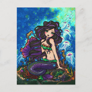 Jellyfish Mermaid Fantasy Marine Art Postcard Postkarte