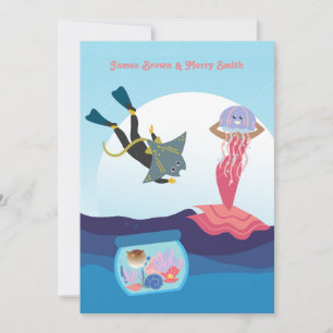 Jellyfish Mermaid Ray Diver Aquarium Hochzeit Einladung