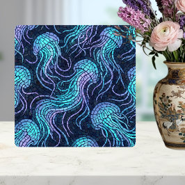 Jellyfish Mosaic Teal Purple Iridescent Design Fliese