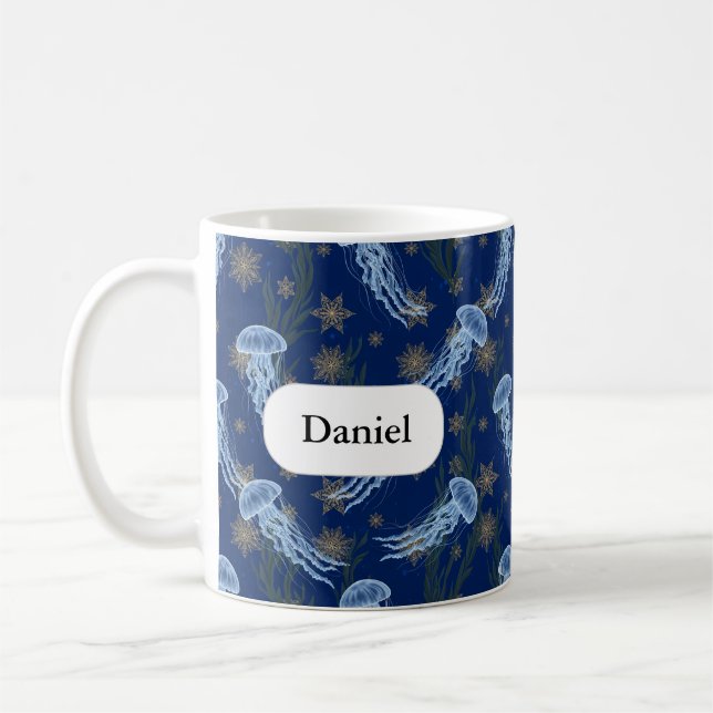 Jellyfish Ocean See Dreamy Nautical Custom Name Kaffeetasse (Links)