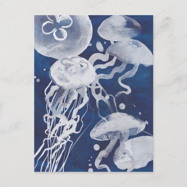 Jellyfish on Navy Background Postkarte (Vorderseite)