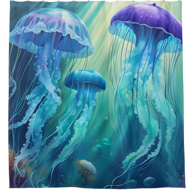 Jellyfish Trio Duschvorhang (Vorderseite)