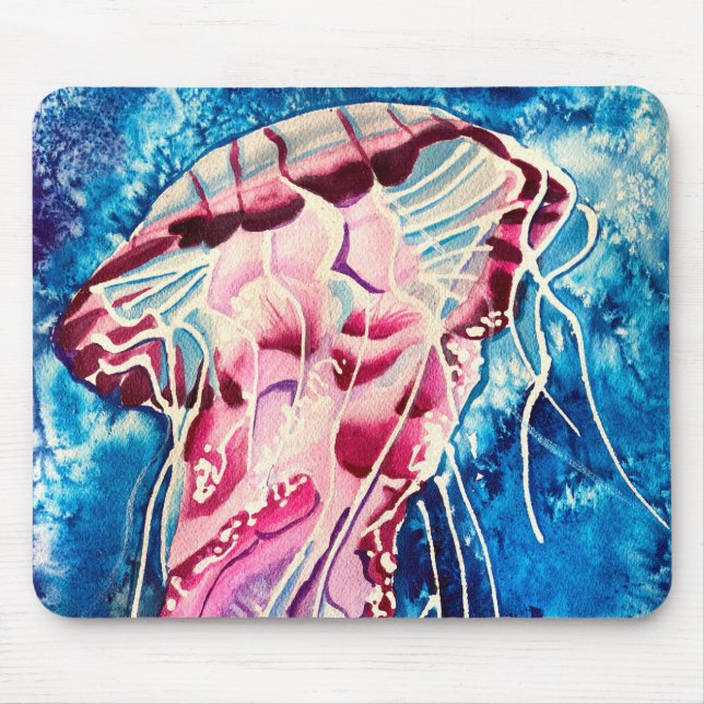 Jellyfish watercolor ocean art mousepad (Vorne)
