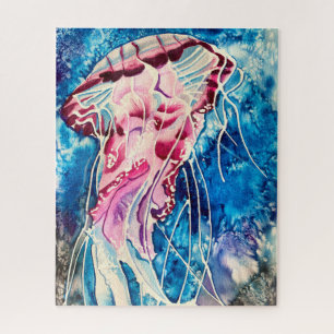 Jellyfish watercolor ocean art puzzle