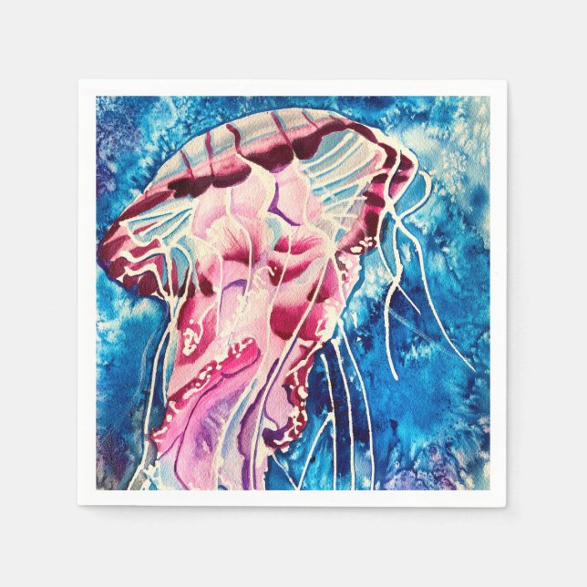 Jellyfish watercolor ocean art serviette (Vorderseite)