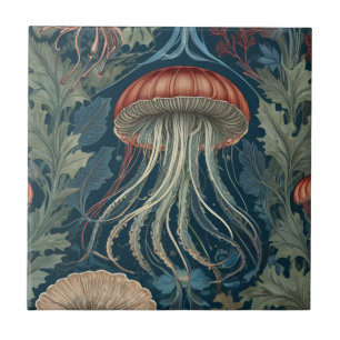 Jellyfish William Morris Stil Sea Ocean Life Fliese
