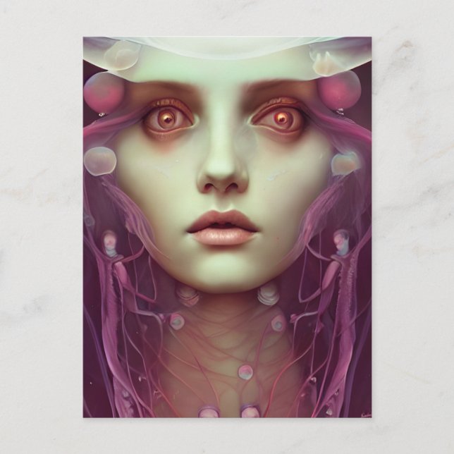 Jellyfish Woman Fantasy Postkarte (Vorderseite)