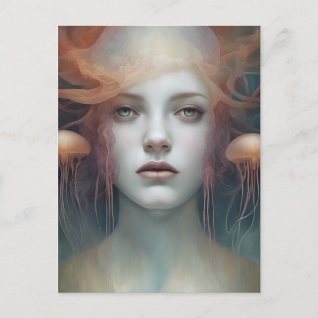Jellyfish Woman Fantasy Postkarte (Vorderseite)