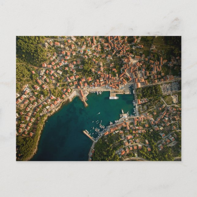 JELSA, HVAR, KROATIEN - SICHT AUF DIE LUFTFAHRT POSTKARTE (Vorderseite)