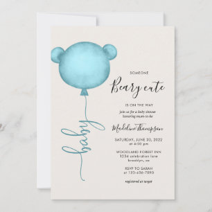 Jemand Beary Niedlich Blue Balloon Baby Dusche Einladung