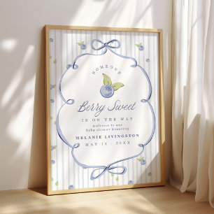 Jemand Berry Süß Blue Baby Shower Willkommen Poster