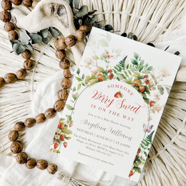 Jemand Berry Sweet Forest Strawberry Baby Shower Einladung (Von Creator hochgeladen)