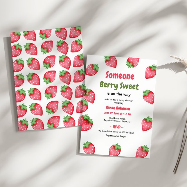 Jemand Berry Sweet Strawberry Baby Shower Einladung (Someone Berry Sweet Strawberry Baby Shower Invitation )
