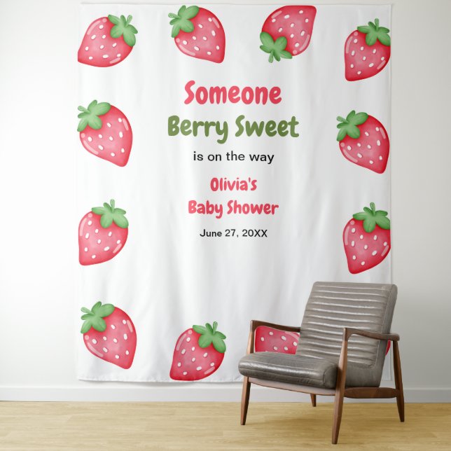 Jemand Berry Sweet Strawberry Baby Shower Wandteppich (Beispiel)