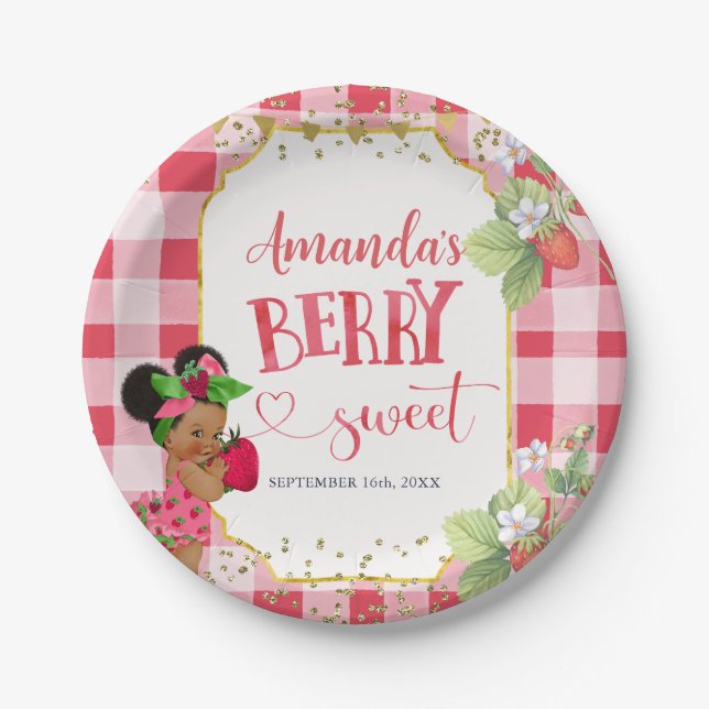 Jemand Berry Sweet Strawberry Girl Baby Shower Pappteller (Vorderseite)