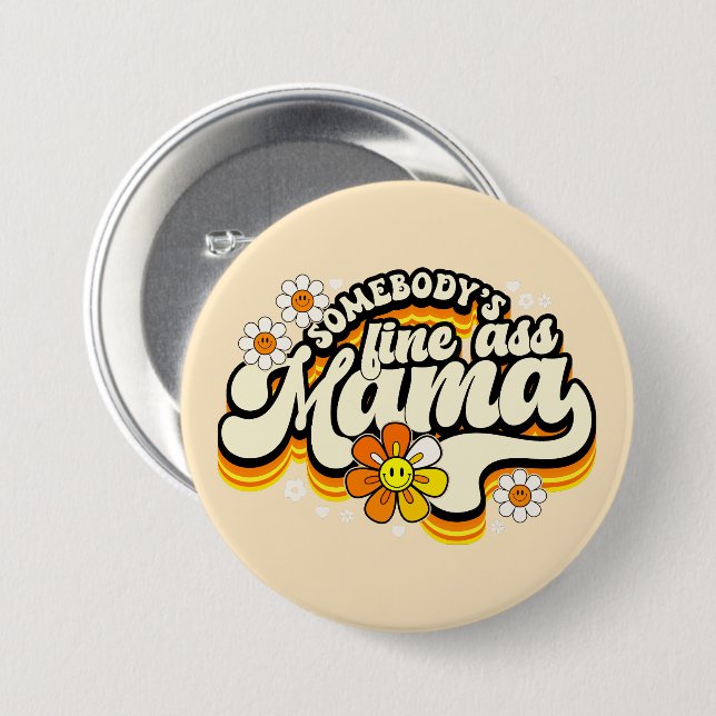 Jemand hat einen schönen Mama Retro-Groovy Button (Vorne & Hinten)