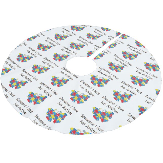 Jemand i-Liebe hat den Autismus (multi) Polyester Weihnachtsbaumdecke (Schrägansicht)