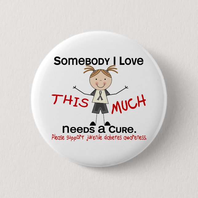 Jemand i-Liebe - jugendlicher Diabetes (Mädchen) Button (Vorderseite)
