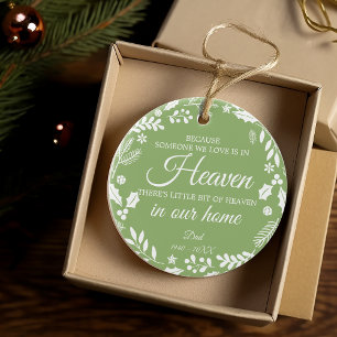 Jemand in den Himmelblättern Kranz Foto grün Keramik Ornament