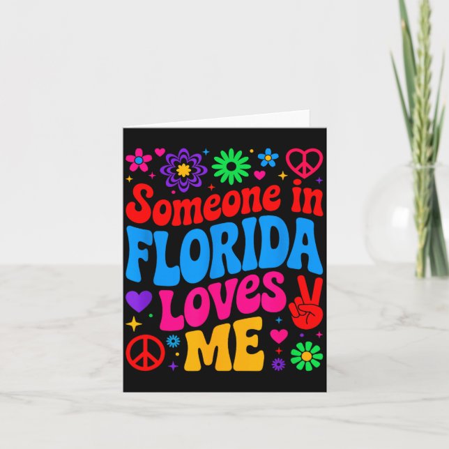 Jemand in Florida liebt mich Boho Floral Friedlich Karte (Vorderseite)