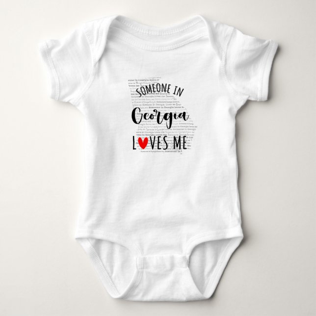 Jemand in Georgia Lieben Me Map Baby Bodysuit Strampler (Vorderseite)