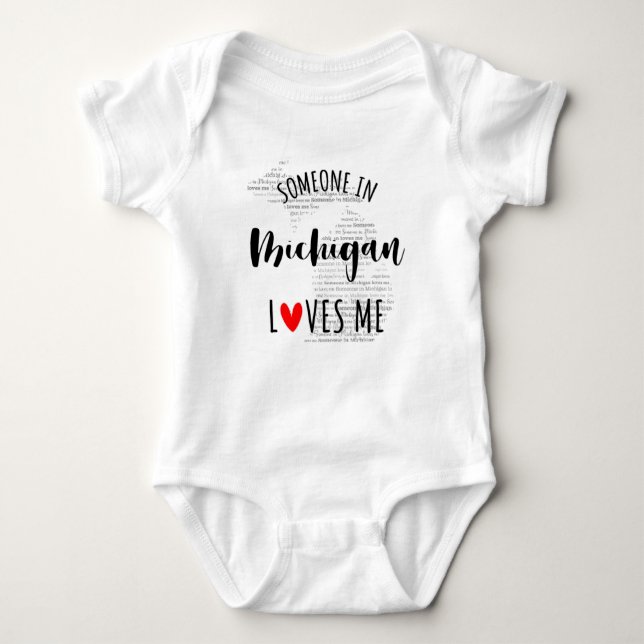 Jemand in Michigan Lieben Me Map Baby Bodysuit Baby Strampler (Vorderseite)