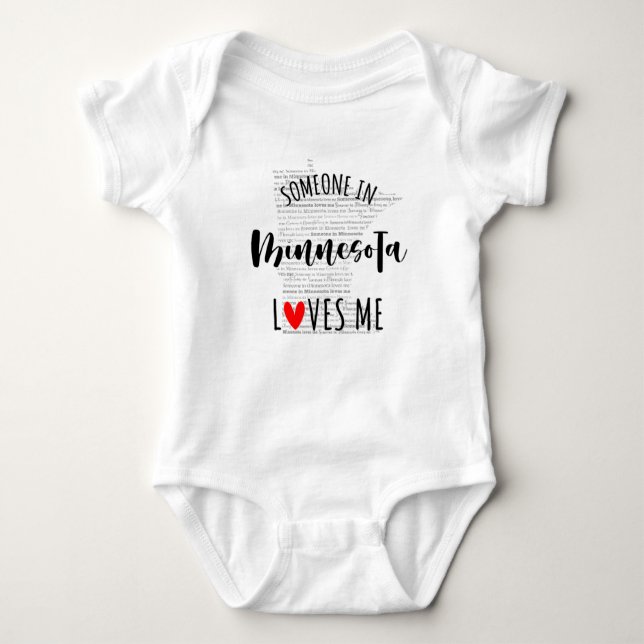 Jemand in Minnesota Lieben Me Map Baby Bodysuit Baby Strampler (Vorderseite)